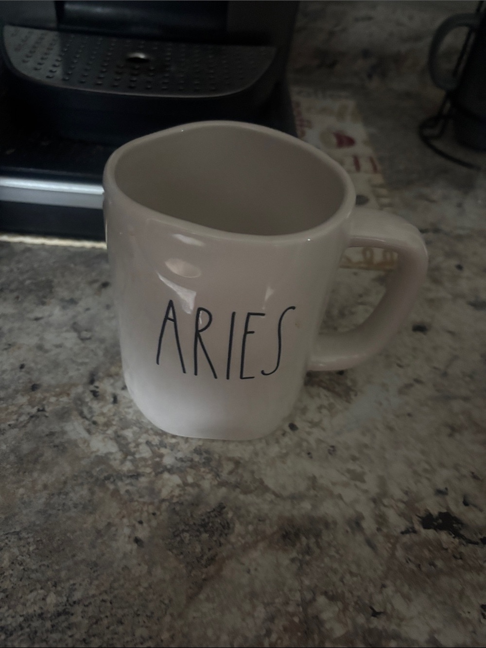 Rae Dunn Aries Mug - Beige Cream with Black Lettering